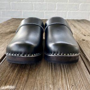 Troentorp Black Leather Clogs Ladies Size 41 / 11